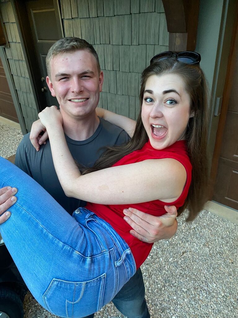 Matthew and Emily acting goofy before a night of drinking (responsibly!) and dancing!!