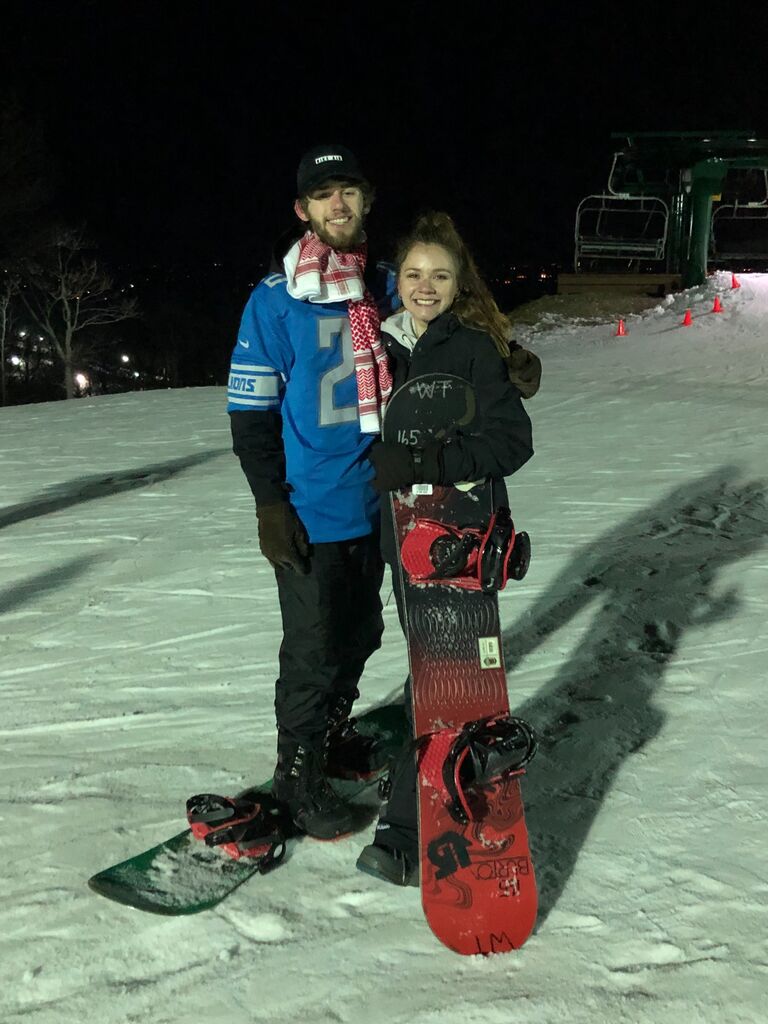 Snowboarding together for the first time, Christian hated it because he kept falling!