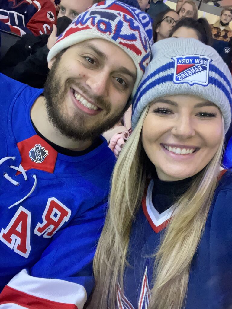 Our first NY Rangers game, when Tom converted Gianna into a Rangers fan#SorryDad