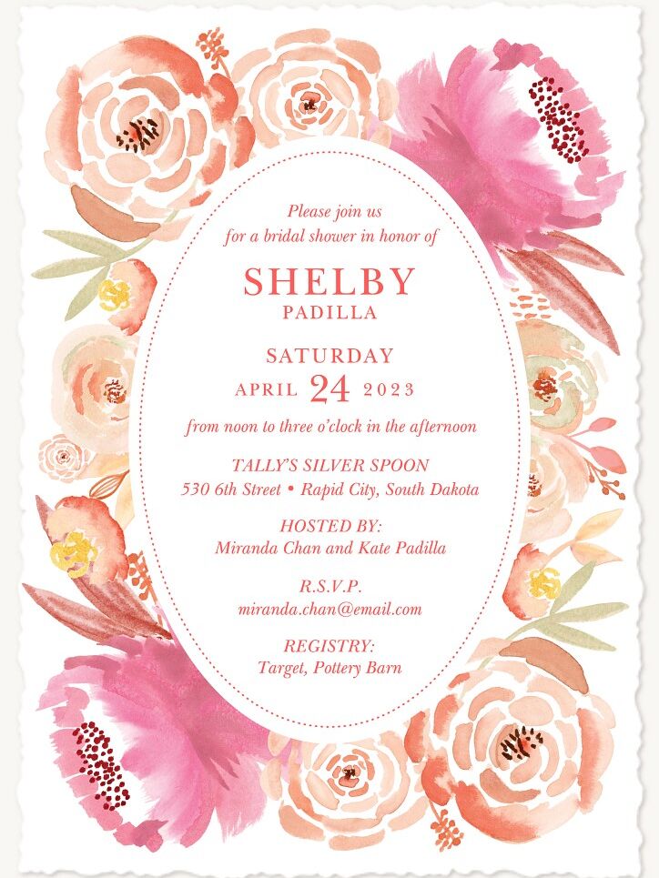 Simple Modern Hot Pink Bridal Shower Invitations