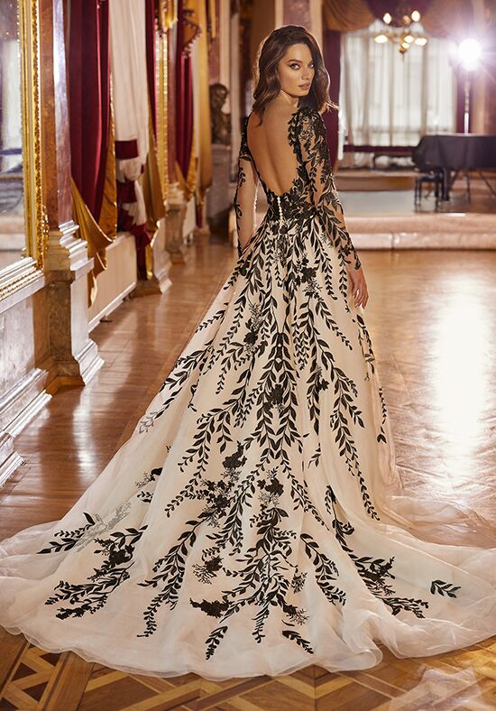 Black white and 2025 gold wedding dresses