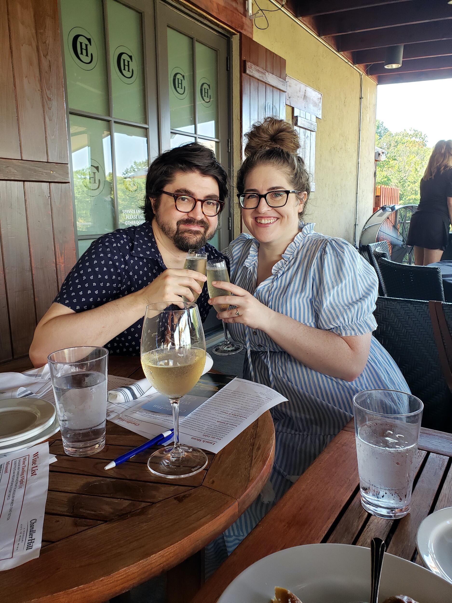 Celebrating our engagement with our families at Chandler Hill Vineyards