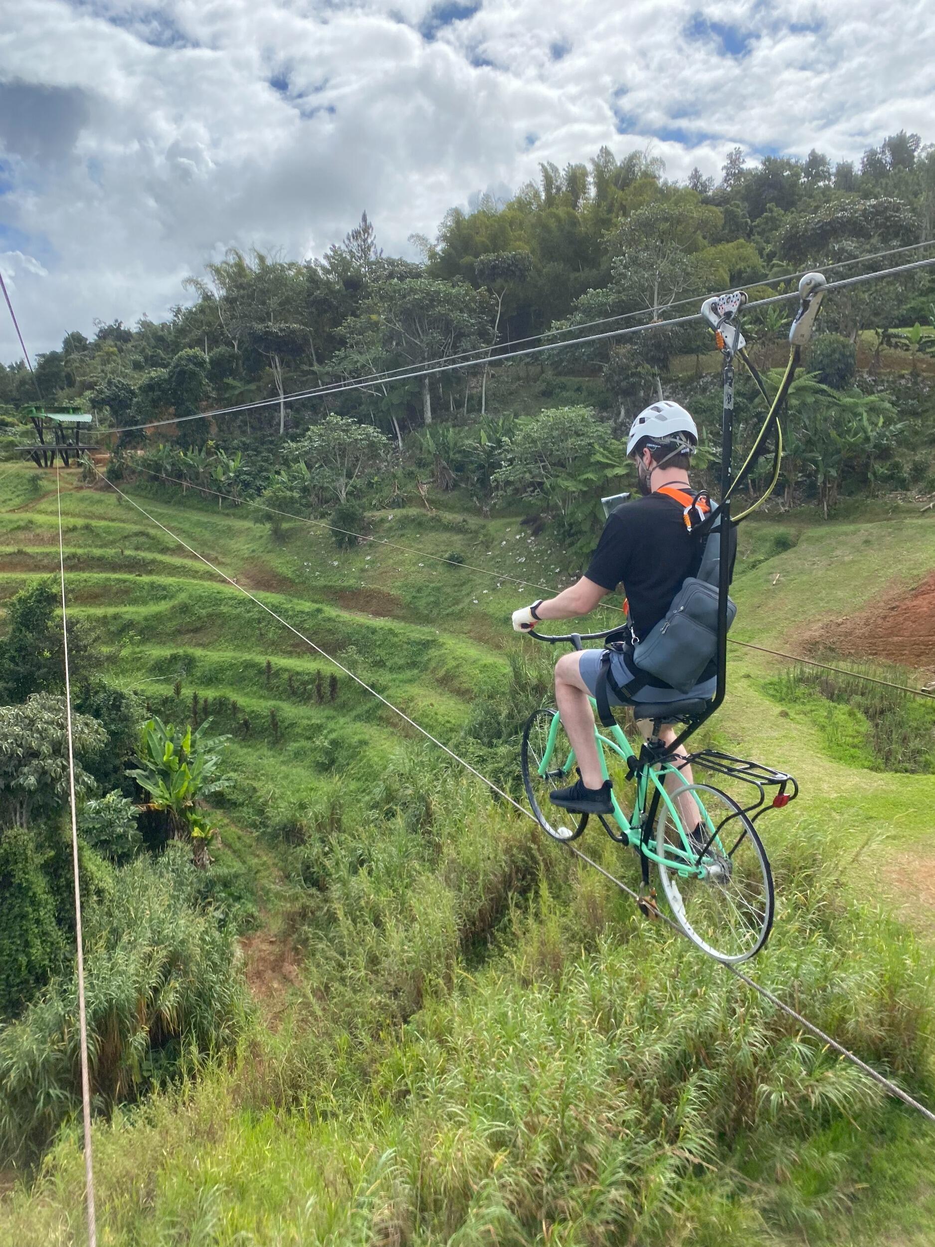 To celebrate their 3rd anniversary, Nate and Andrea went on a trip to Puerto Rico! They went to an adventure park called Toro Verde where they ziplined and rode tandem bikes. It was during this trip that Nate began planning his proposal. 