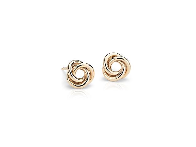 14K yellow gold love knot stud earrings from Blue Nile