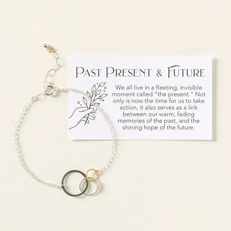 Past present future symbolic bracelet for 25 year anniversary gift