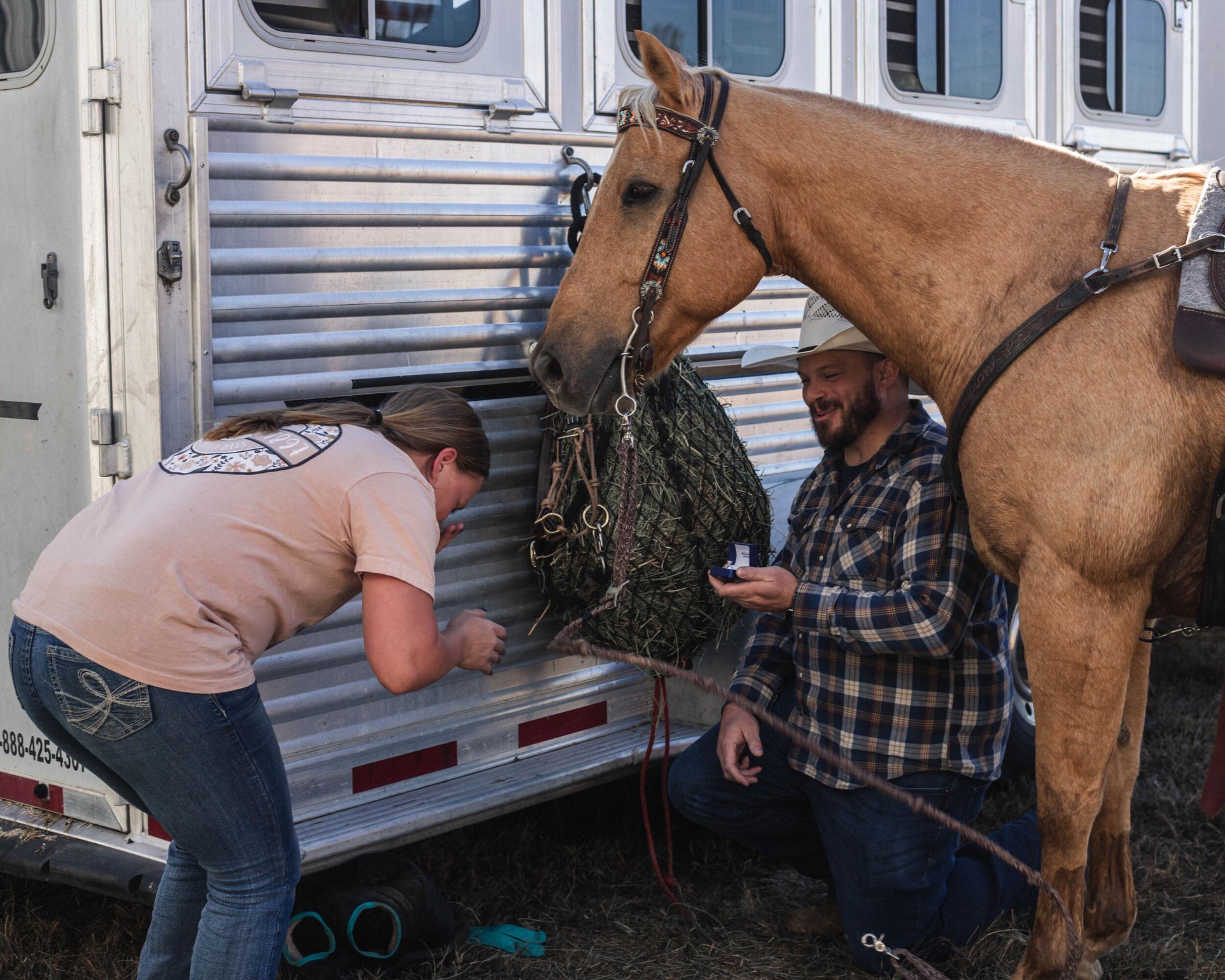 And completely surprised Cheyenne after she walked back to the trailer from a barrel race.