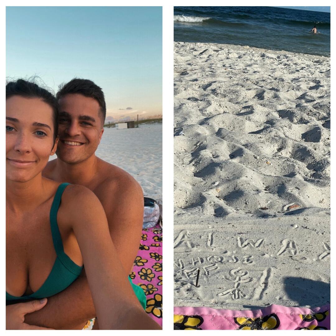 After two months of messages, phone calls, Snapchats, FaceTimes, and Ben getting a Nintendo Switch just to play Sarah's favorite game with her, they planned a weekend to see each other. Ben brought her flowers and took her to the movies to see Elvis. Sarah fell asleep before the movie ended. The next day, they spent the entire day at the beach together. They snacked, talked, and played hangman in the sand. They spent another day at the beach together. They saw dolphins and Ben was almost eaten by a shark.