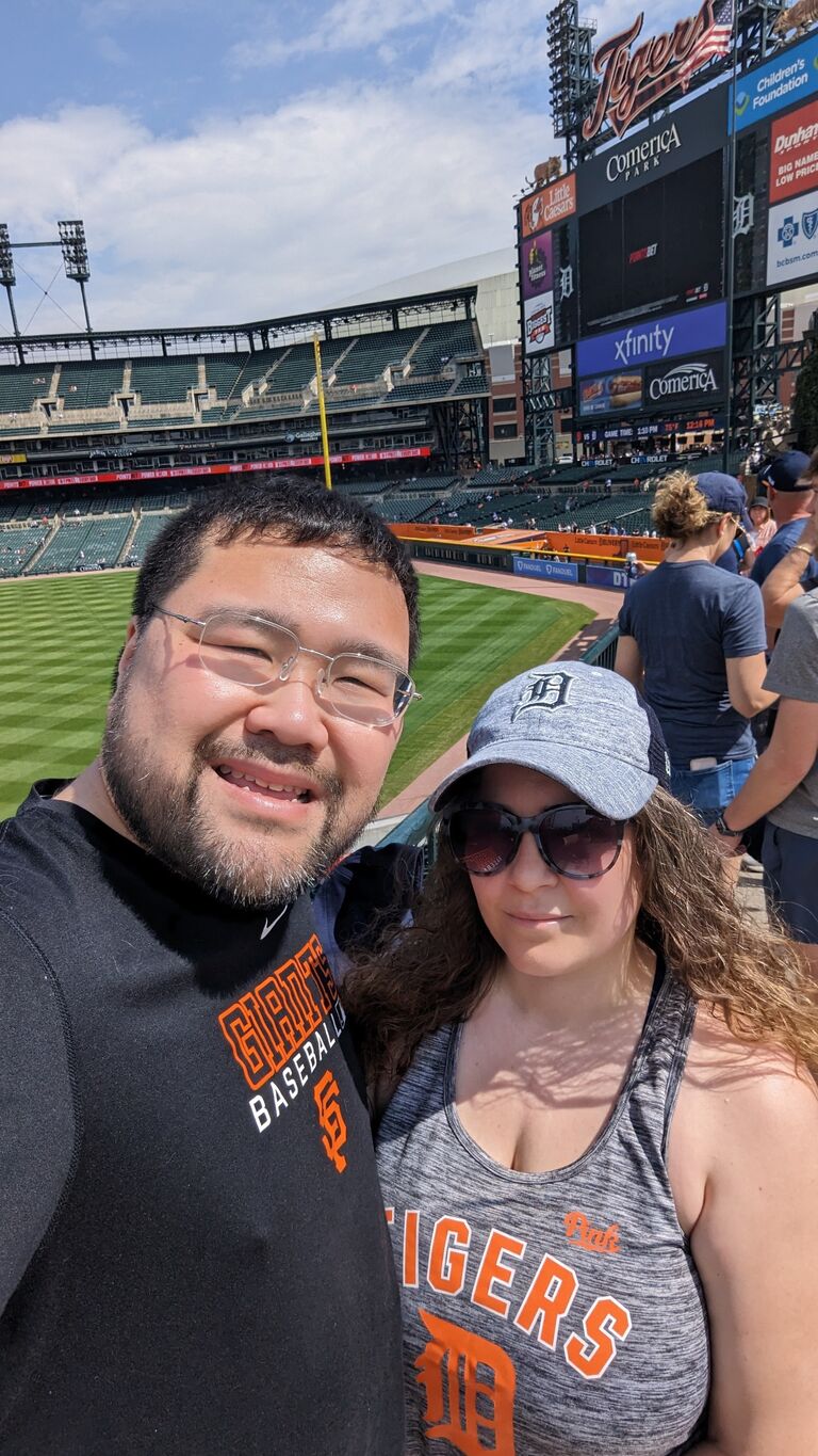Our first Baseball game! Go Tigers! Go Giants. Go Tigers!