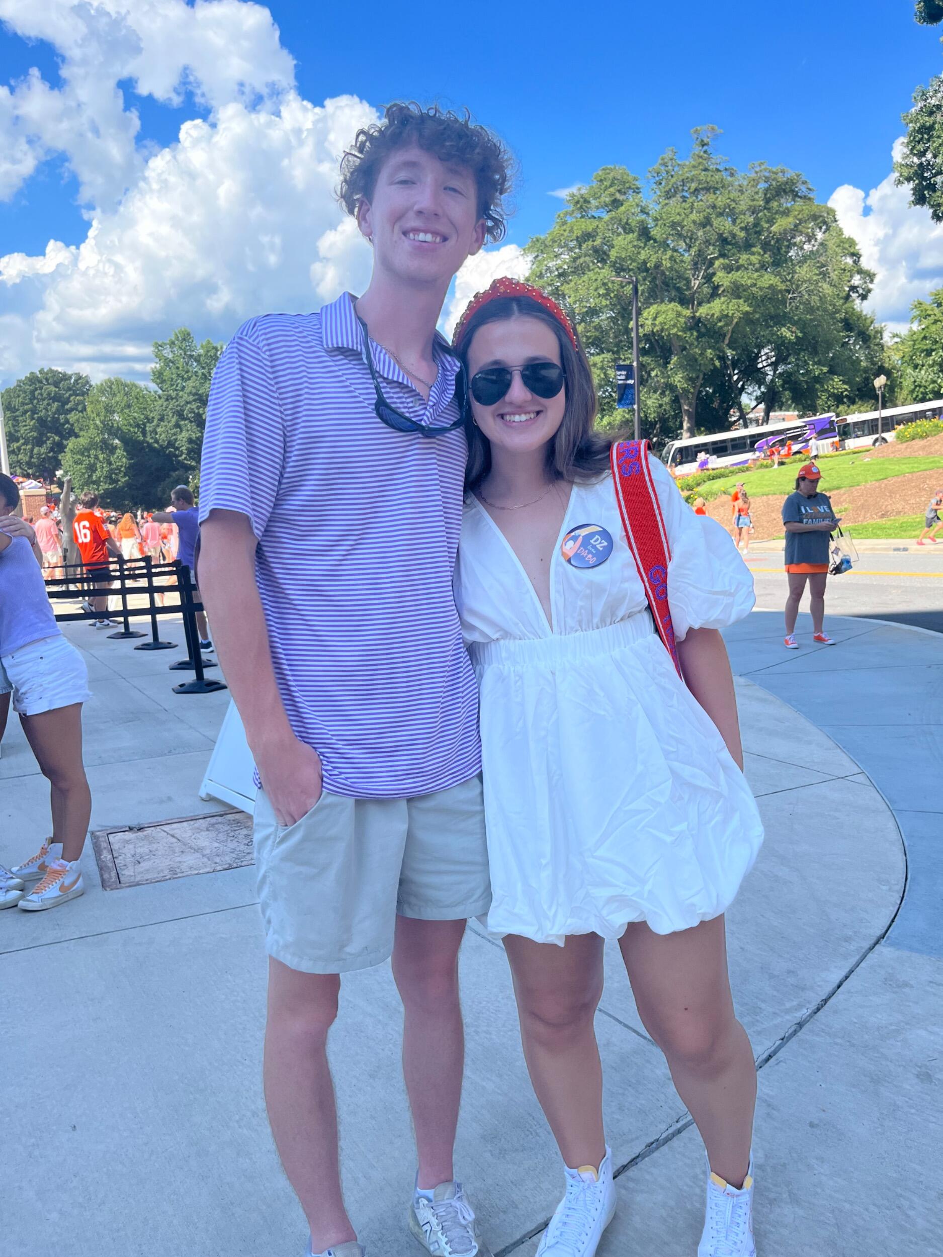 The first game of Mabrey's senior year. Connor hugged her tight as she teared up knowing this was the first of many lasts!