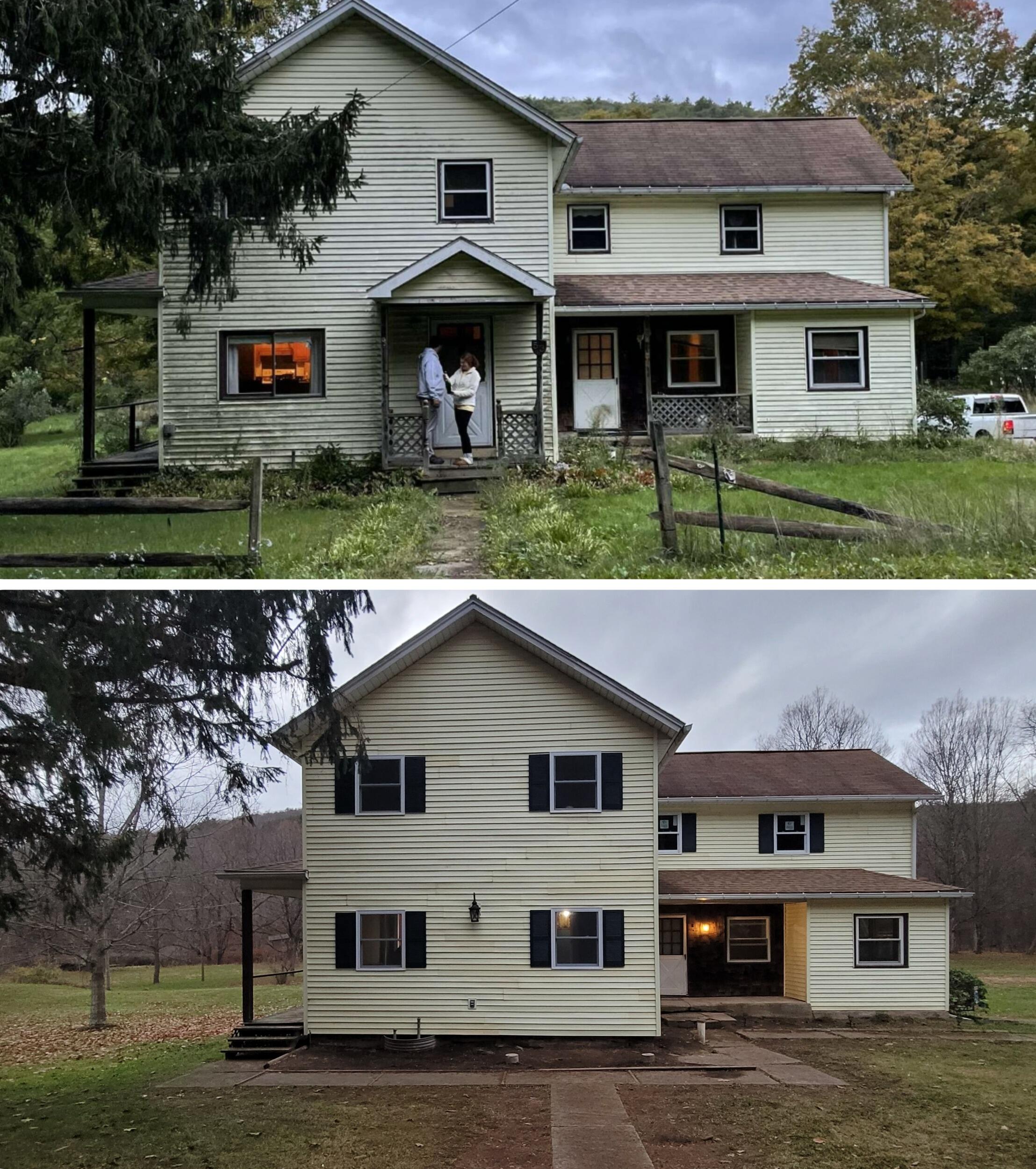 The top photo is the day we closed on our home. The bottom photo was just a few weeks later. We still have a very long way to go on both the inside and out. But we love building our home together with the help of our family and friends. 
