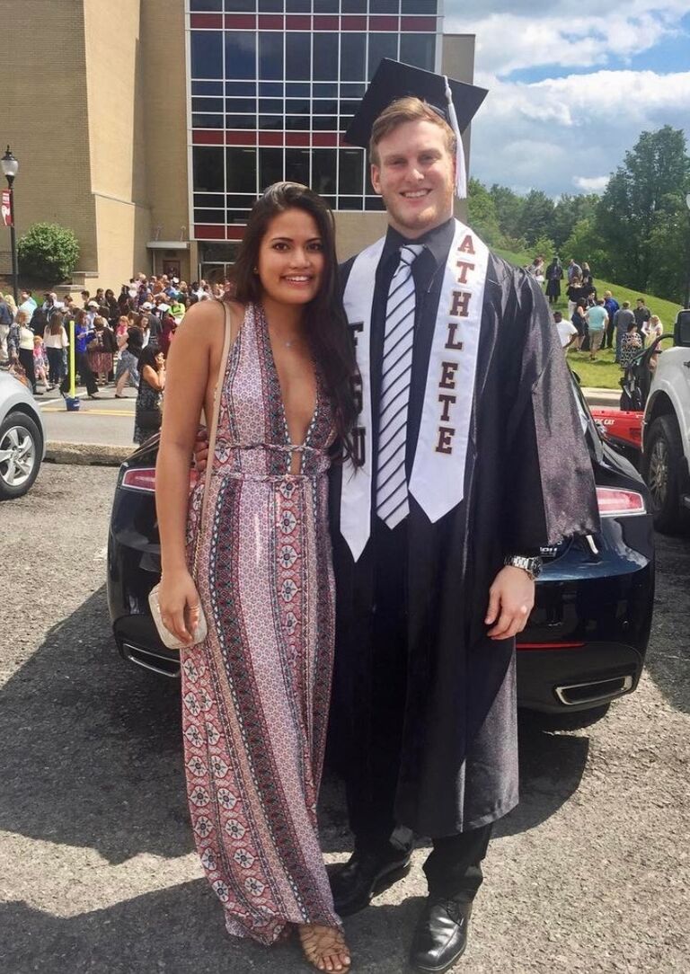 Evan graduated from Fairmont State University in Fairmont, West Virginia a week after Dany. 