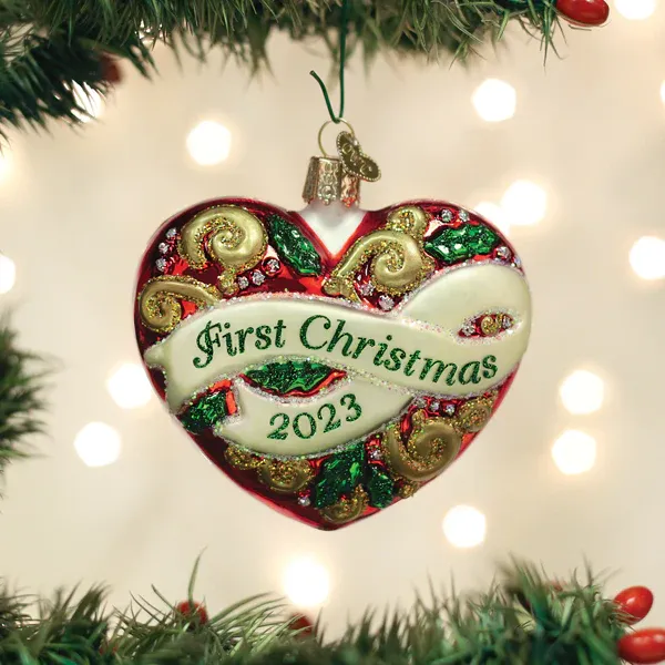 Vintage-Inspired Couple's "First Christmas" Ornament 