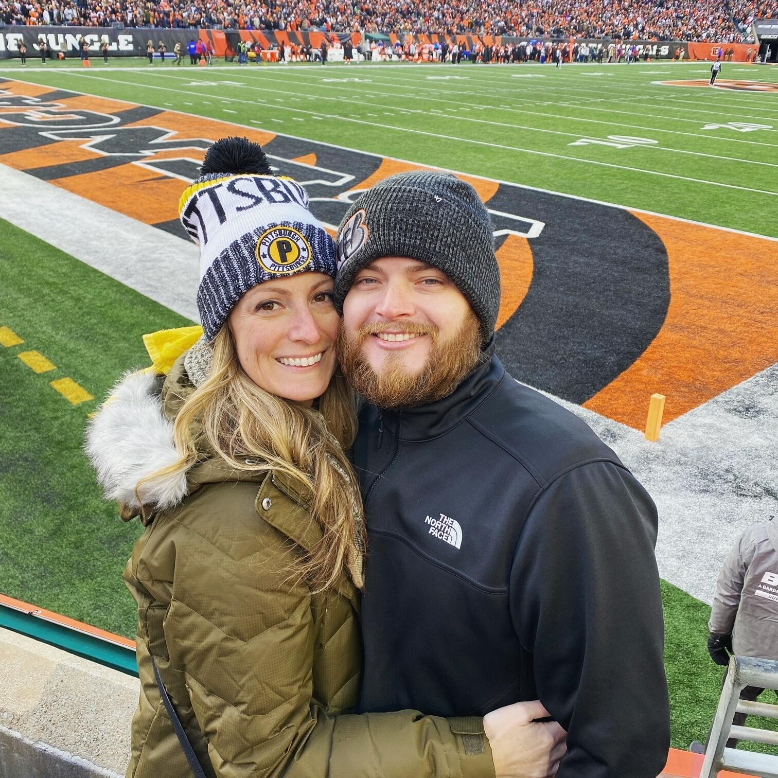 Whitney wears Steelers but David has converted her over time!