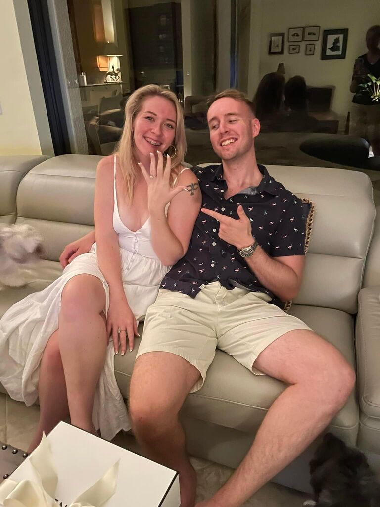 Josh and Mel get engaged at Shangri-La Springs.
Age 26.