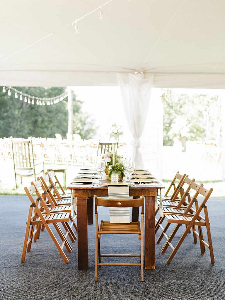 Opt for wood folding chairs instead of plastic for a more formal vibe