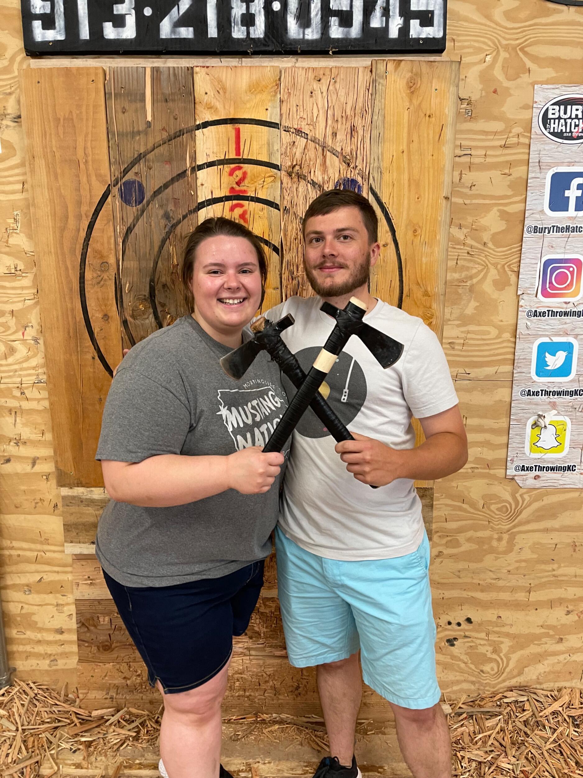 One of our first dates at Bury the Hatchet in Overland Park -  Dan won every game we attempted to play!