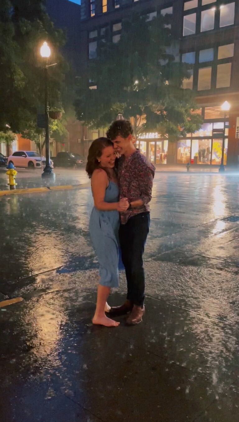 Dancing in the rain in downtown Knox.