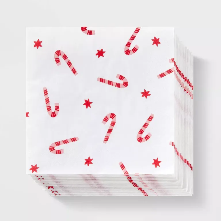 Candy cane napkins for Christmas engagement party