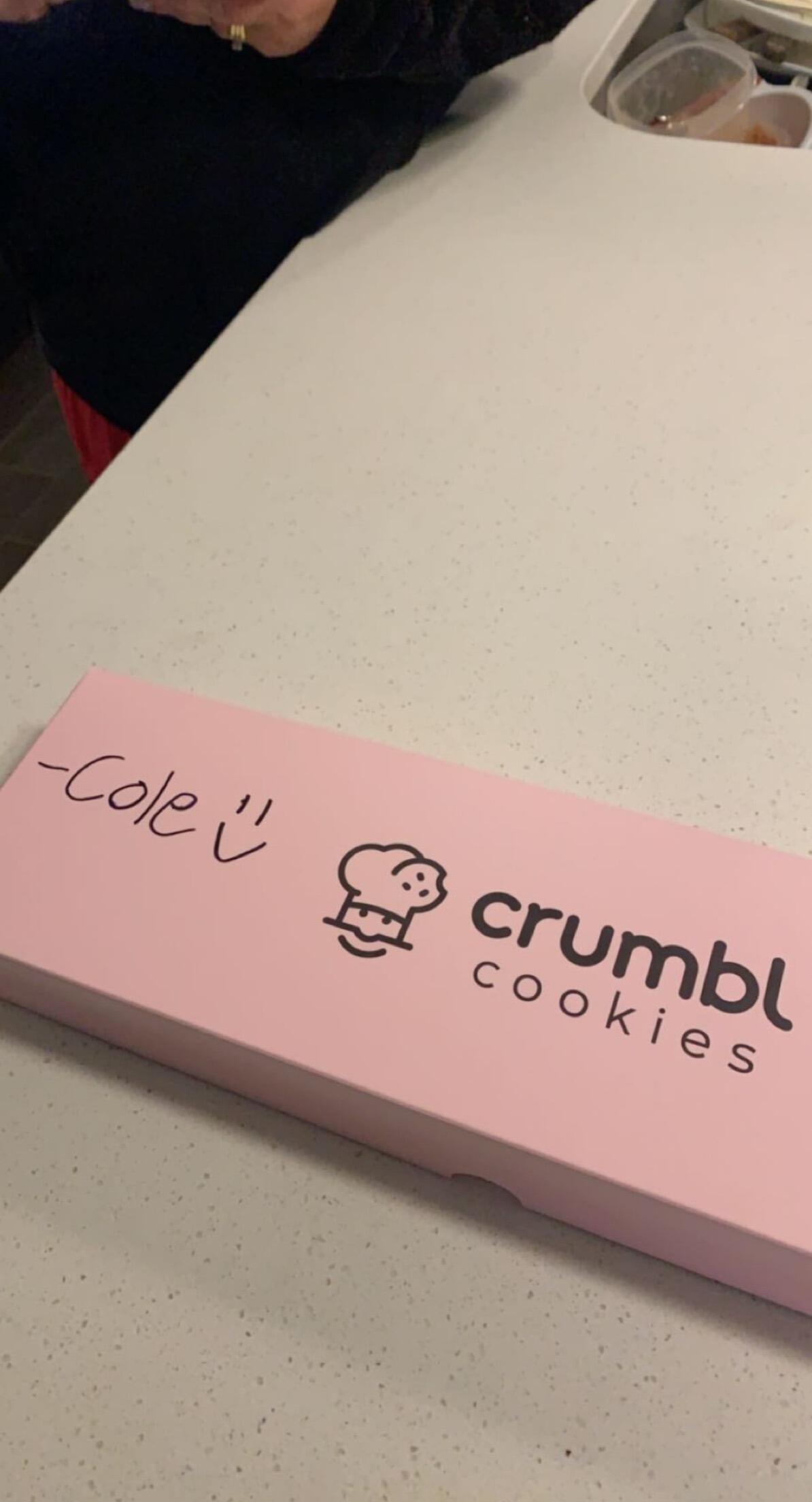 Cole sent Crumbl cookies for me to have when I got off work. This was the first time I thought he may like me :)