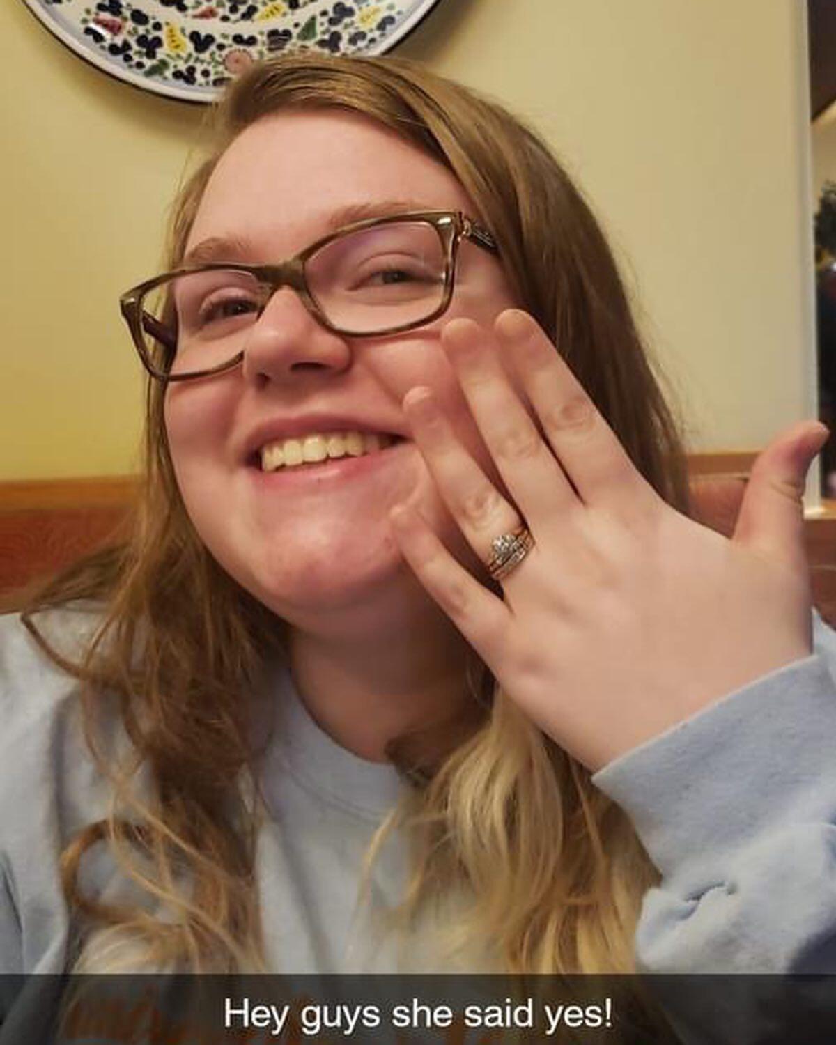 He asked and I said yes... I would include the official picture of us together but caveman and crocs are not exactly our best moments lol! He took me completely by surprise and asked me on my mom and dad's 28th wedding anniversary. Mom had just had her back surgery and I was dying to tell her... I wish I could relive that phone call again!