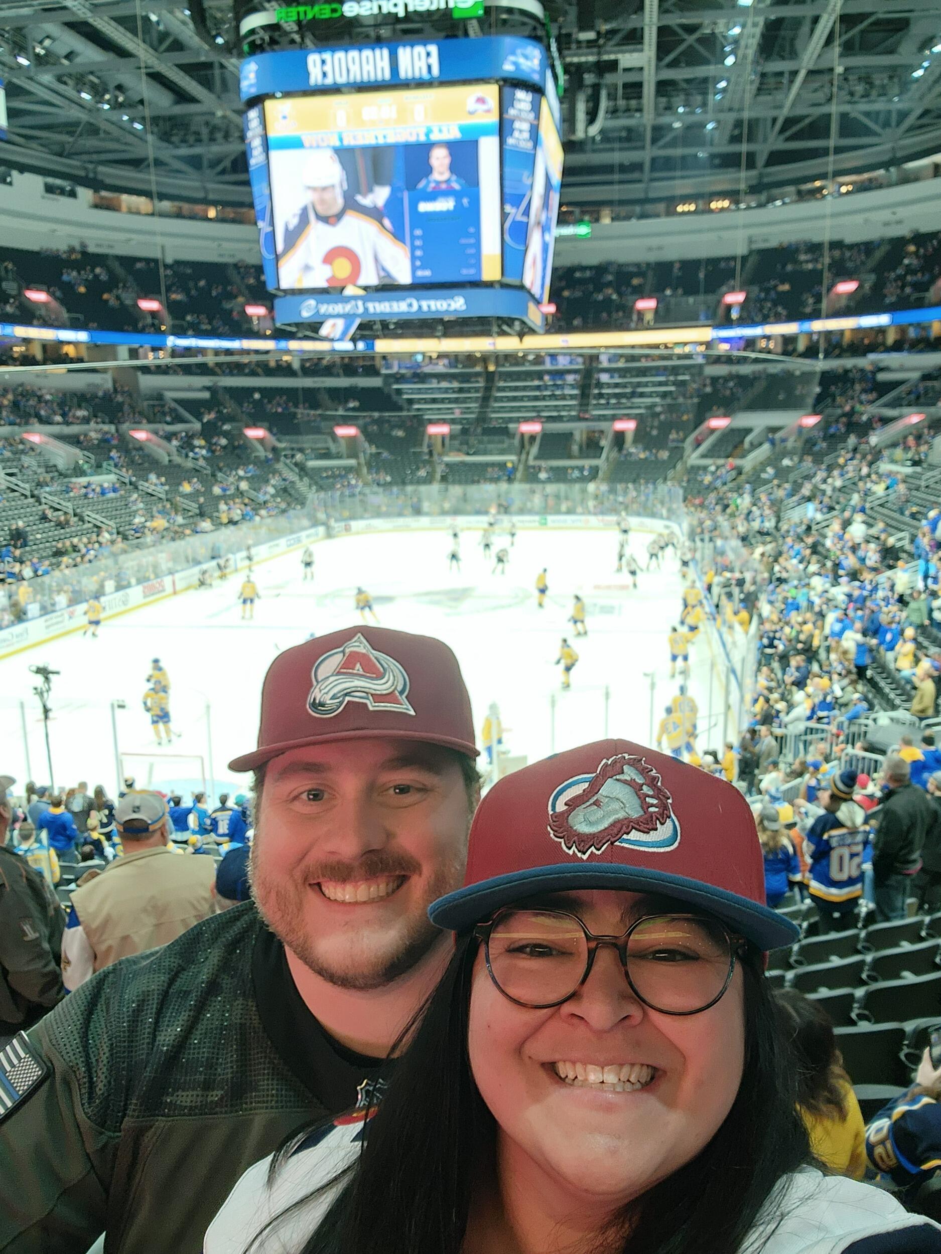 Steph's birthday present: seeing the Avalanche play the St. Louis Blues in St. Louis, MO