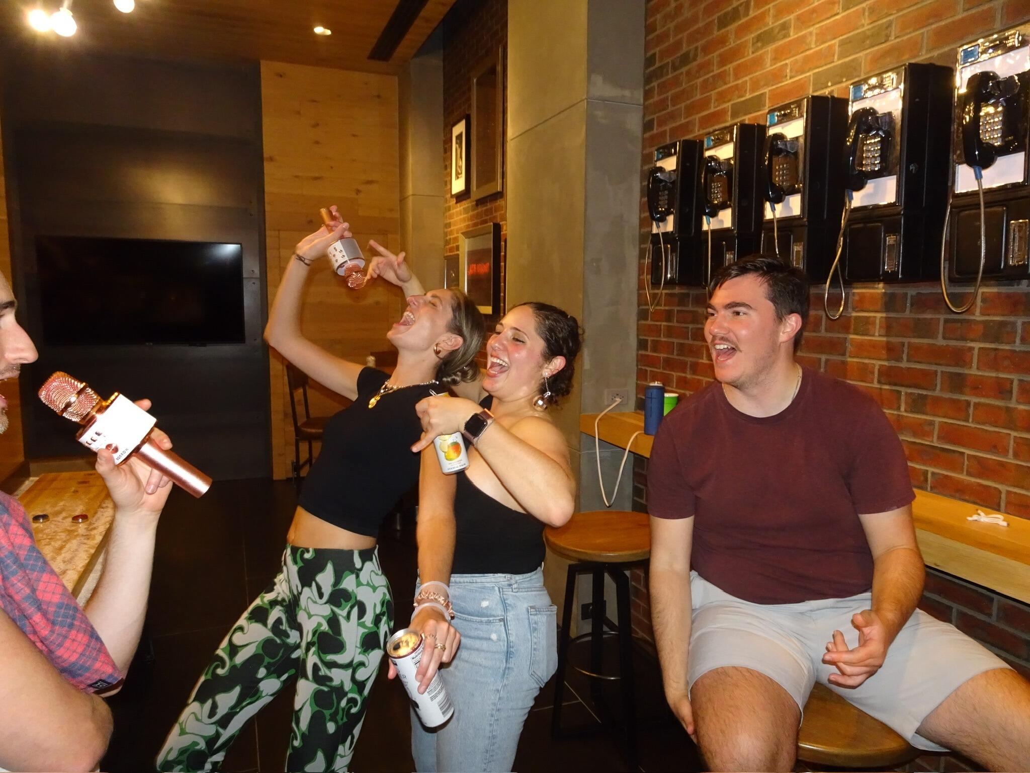 Co-hosting our karaoke party