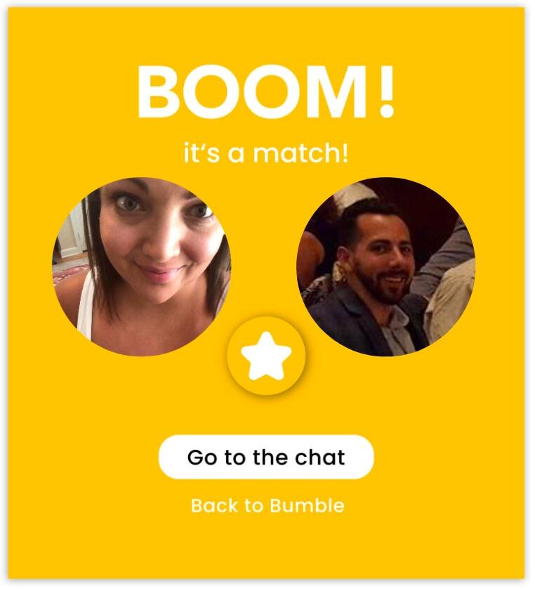 It's a match! Marc and Abbey both swipe right on the dating app, Bumble.