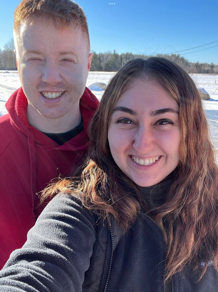 For their first anniversary they celebrated by taking a ride in a helicopter over the White Mountains.