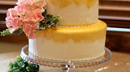 The Bake More: Gold Engagement Cake with Peonies – Edible Gold Paint,  Gunging and Easy Ruffled Cake Drum