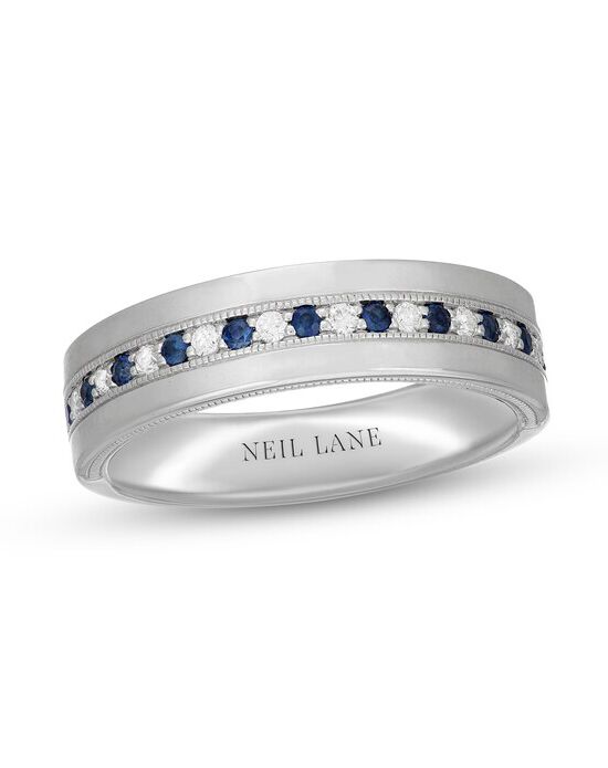 Mens sapphire and on sale diamond wedding band