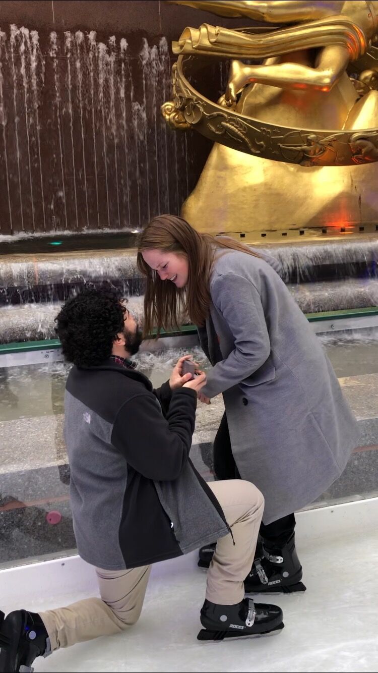 We are engaged! Rockefeller Center, NYC.