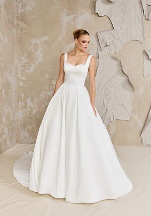 Satin A-Line Gown with Sweetheart Neckline and Inset Waistline