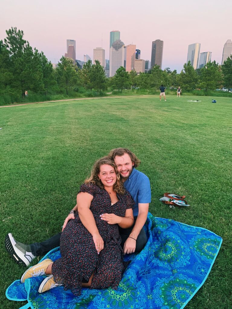 Picnicking at Buffalo Bayou park in Houston.
