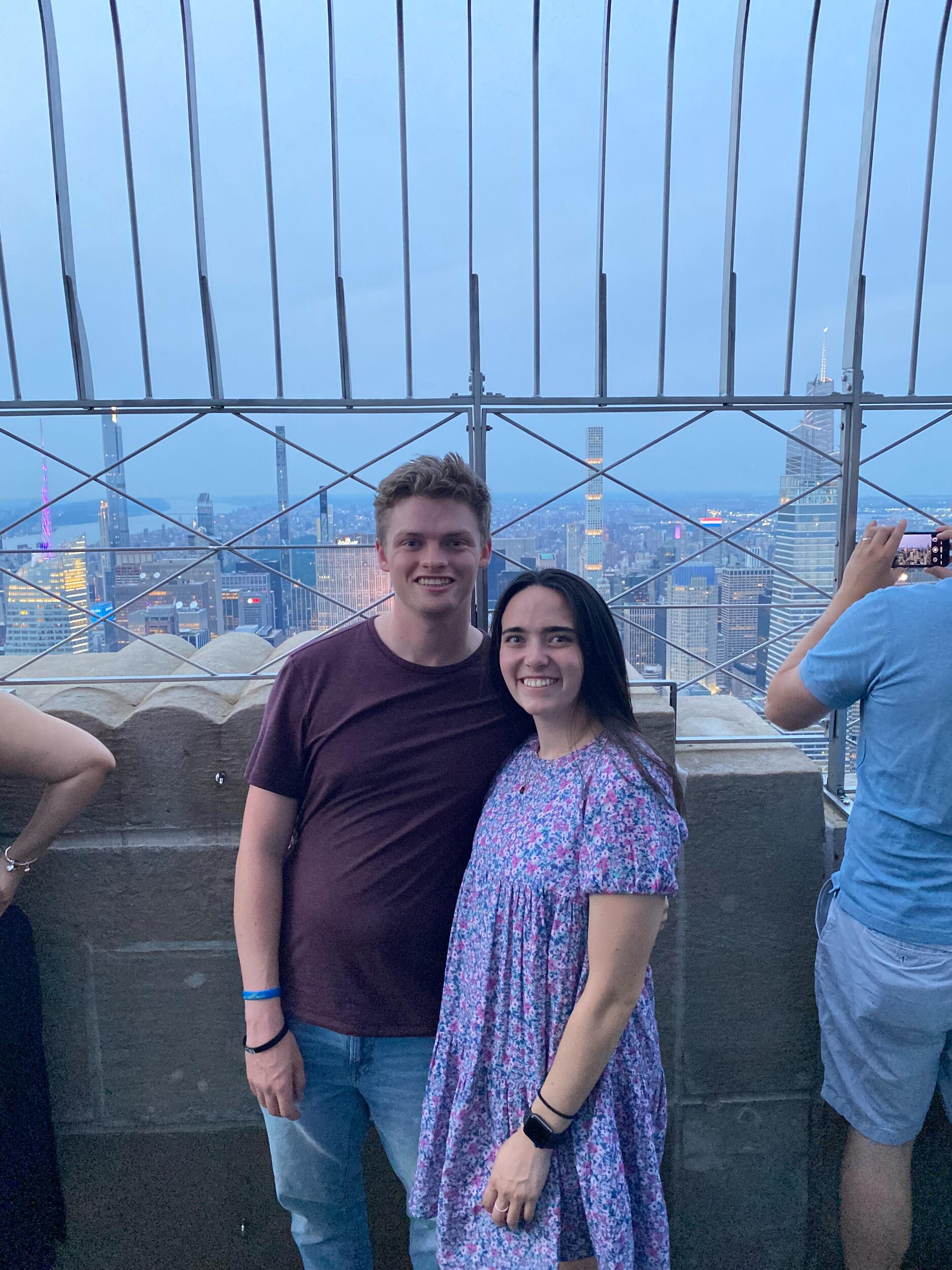 Empire State Building. We had to take the stairs, and Katelyn's fear of heights came into play.