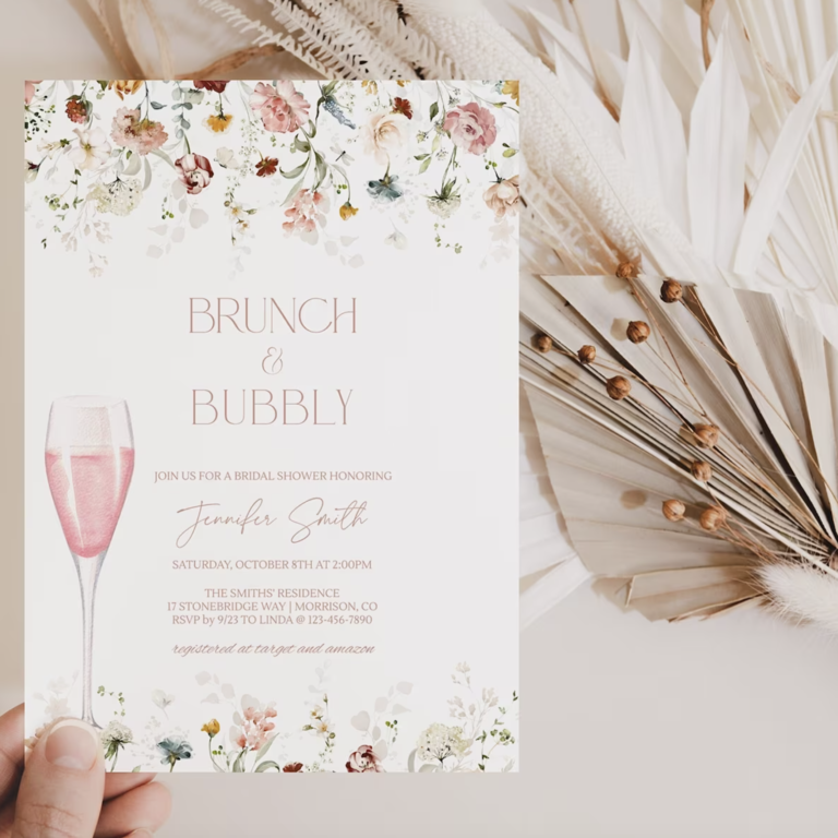 Brunch And Bubbles Bridal Shower Party Backdrop Floral Gold