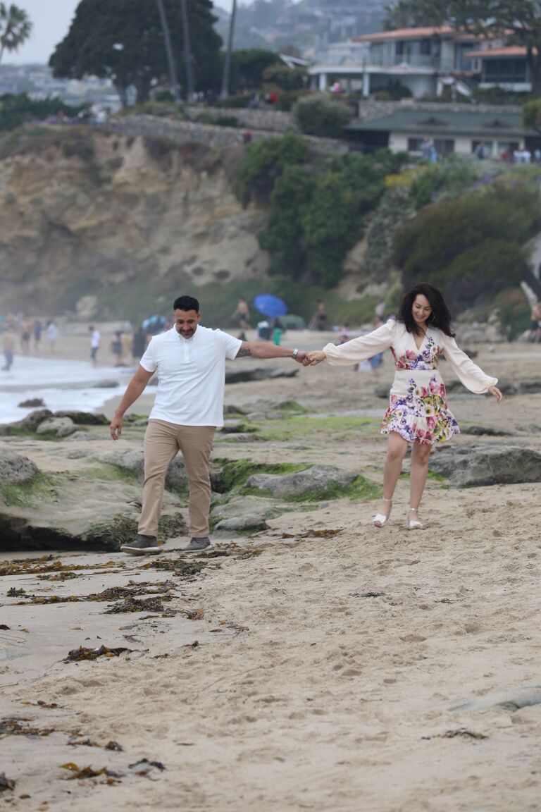 playing around in Laguna Beach during our engagement photos 