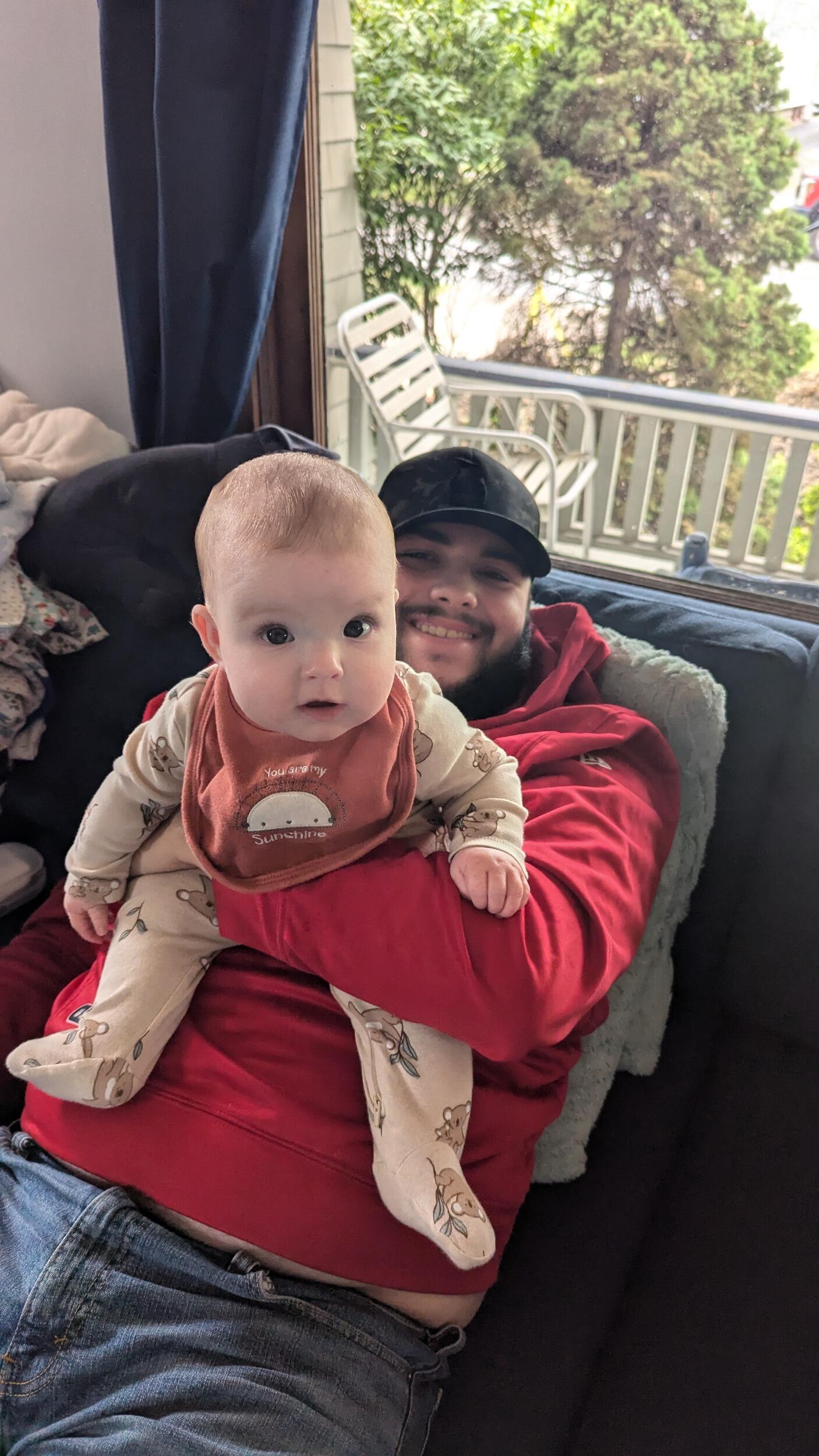 Hunters first time meeting the little one that stole Piper's heart! Hunter holding a baby? and smiling? Craziness!!