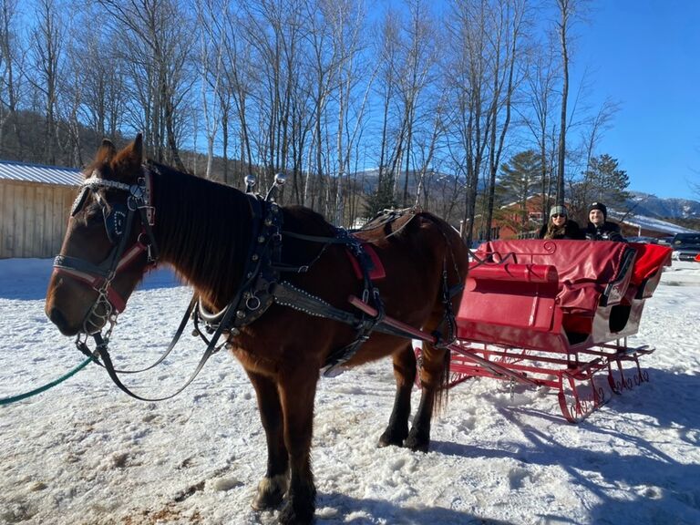 Dan's stealthy Sleigh Ride the afternoon of the engagment.