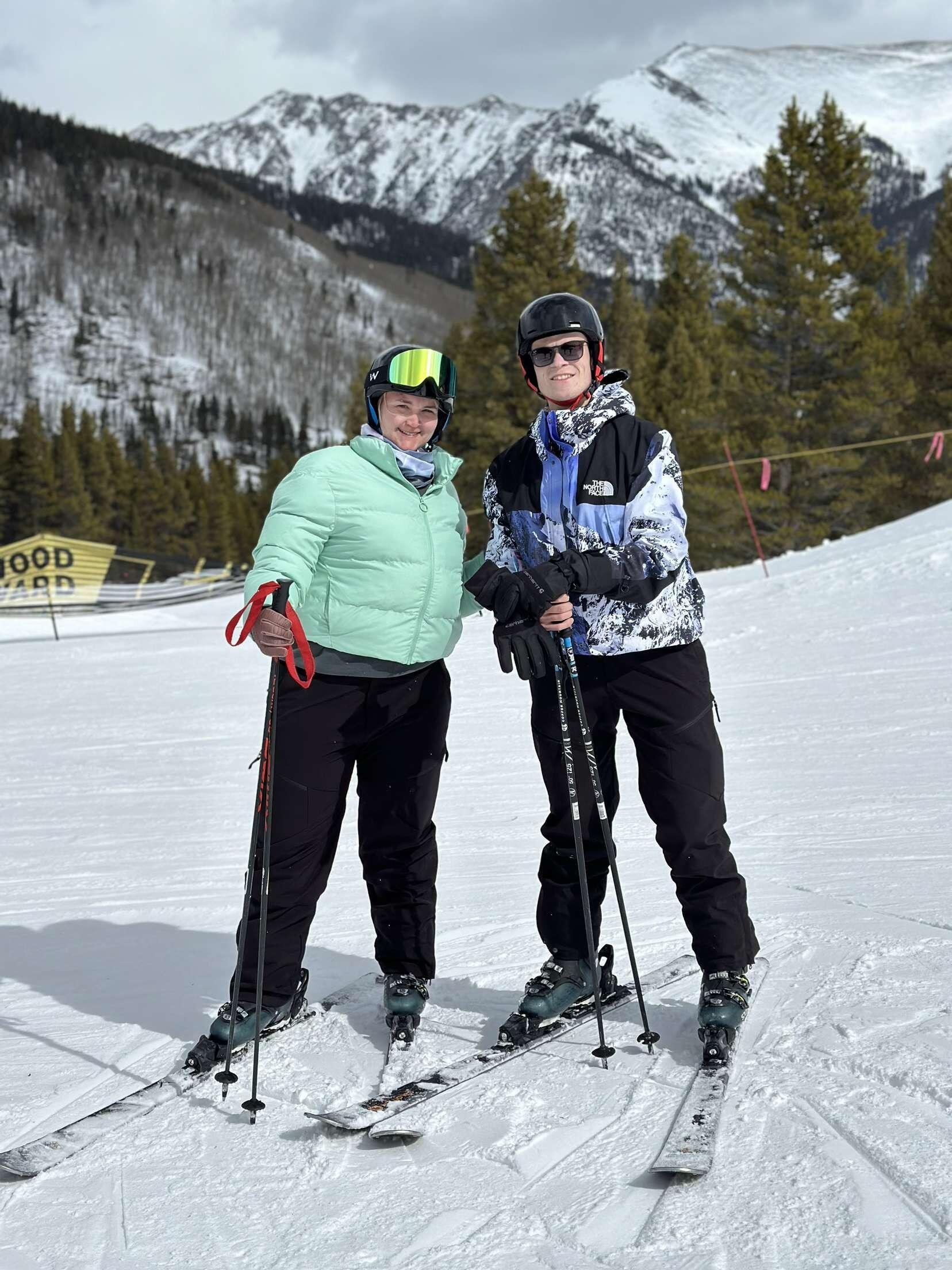 Emily and Kevin skiing Copper Mountain in Colorado
