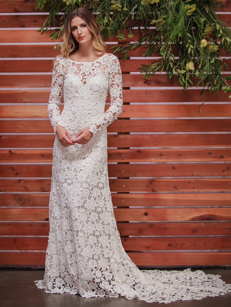 Boho crochet wedding clearance dress