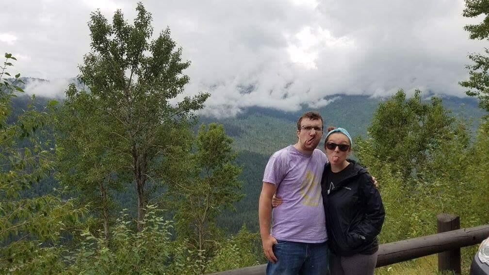 Glacier National Park. This was on the road to the sun. Luke's face is quite impressive. 