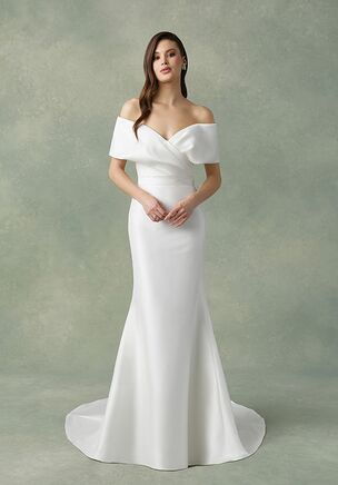 Stretch Mikado Dress with Cuffed Off the Shoulder Neckline