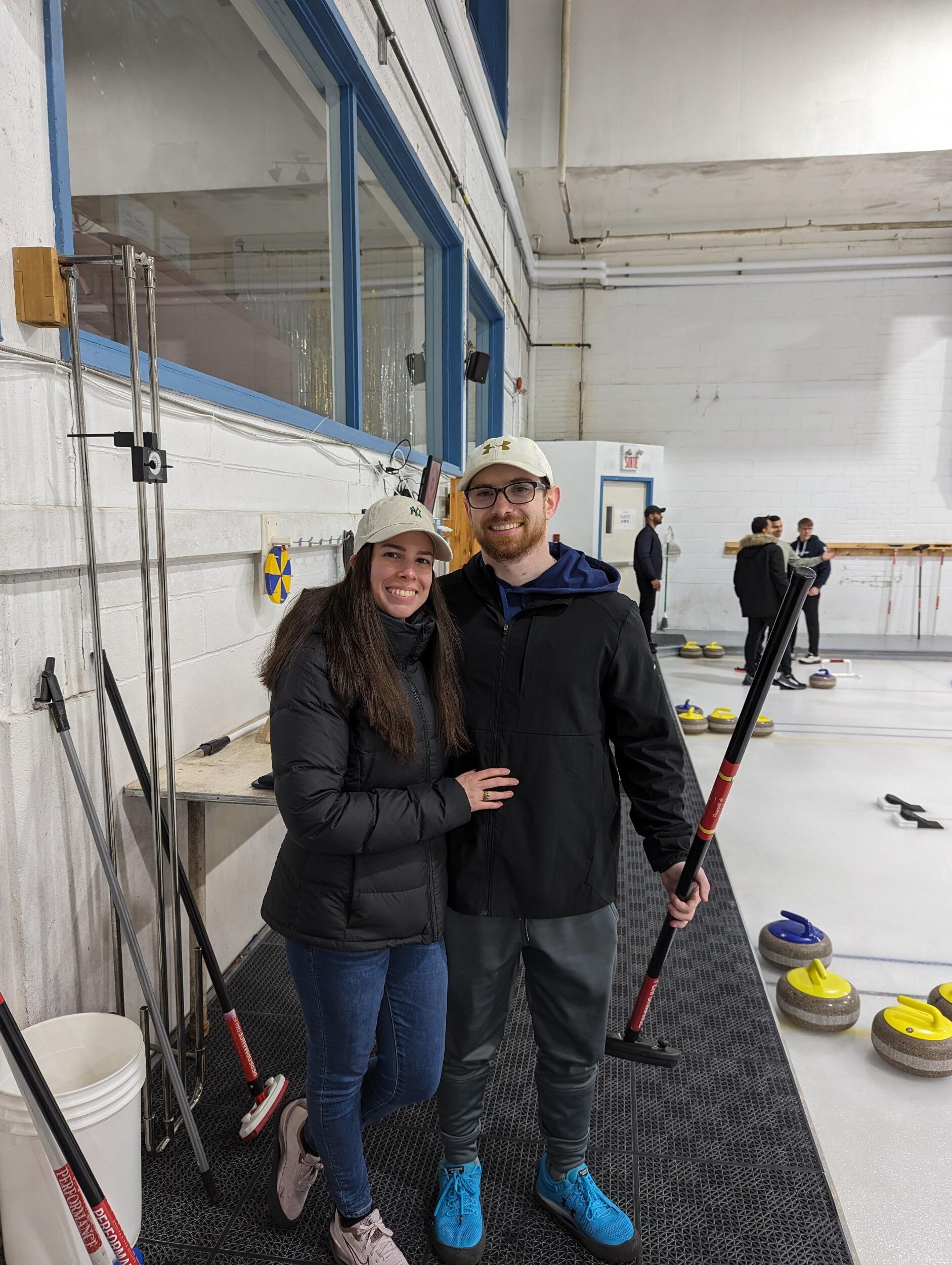Our first time curling in Montreal. We didn't slip on the ice!