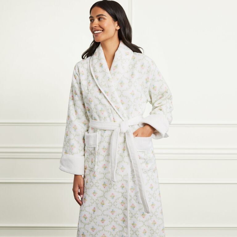 A cream and pastel trellis robe from Hill House Home