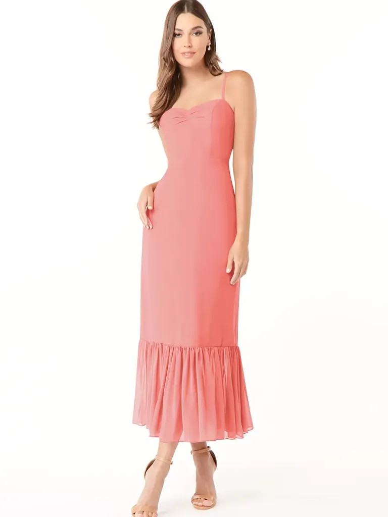 Azazie Justina dress in coral garden wedding bridesmaid dress