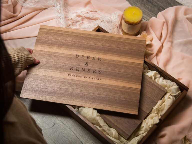 Beautiful wooden memory box featuring custom name and date engravings Etsy wedding gift idea