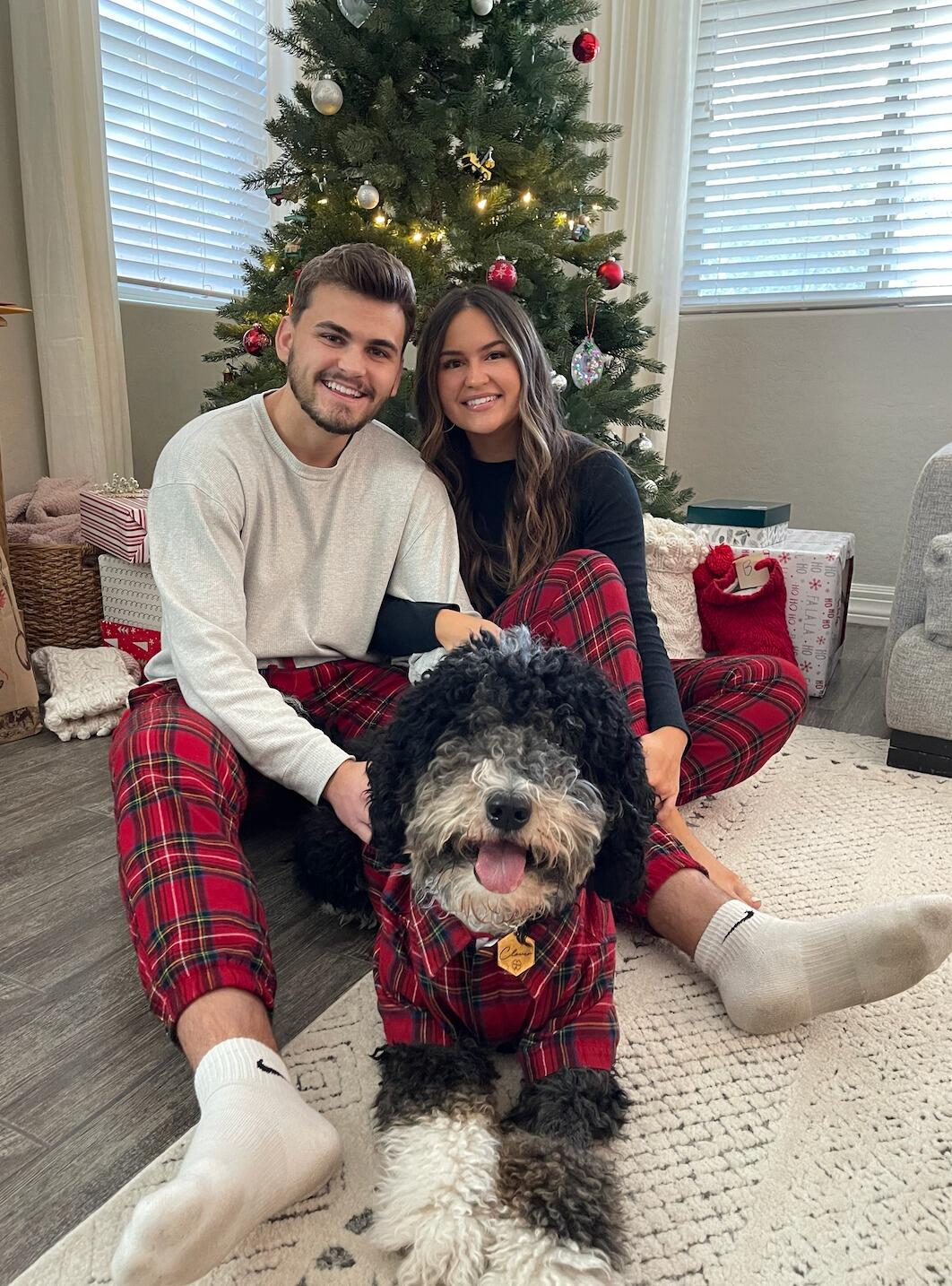 H: Our little family living life & making memories together. 
_______________________________________________
B: Haley is always making me wear matching PJs.