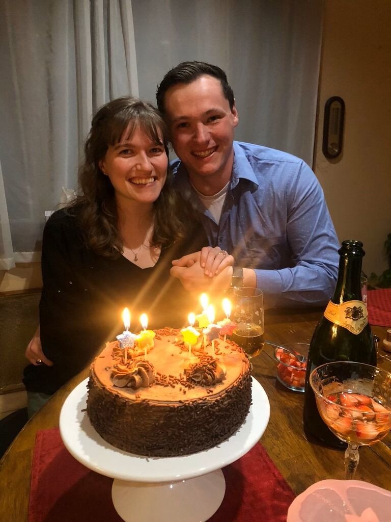 Celebrating our engagement with a surprise from the Quinn Family!