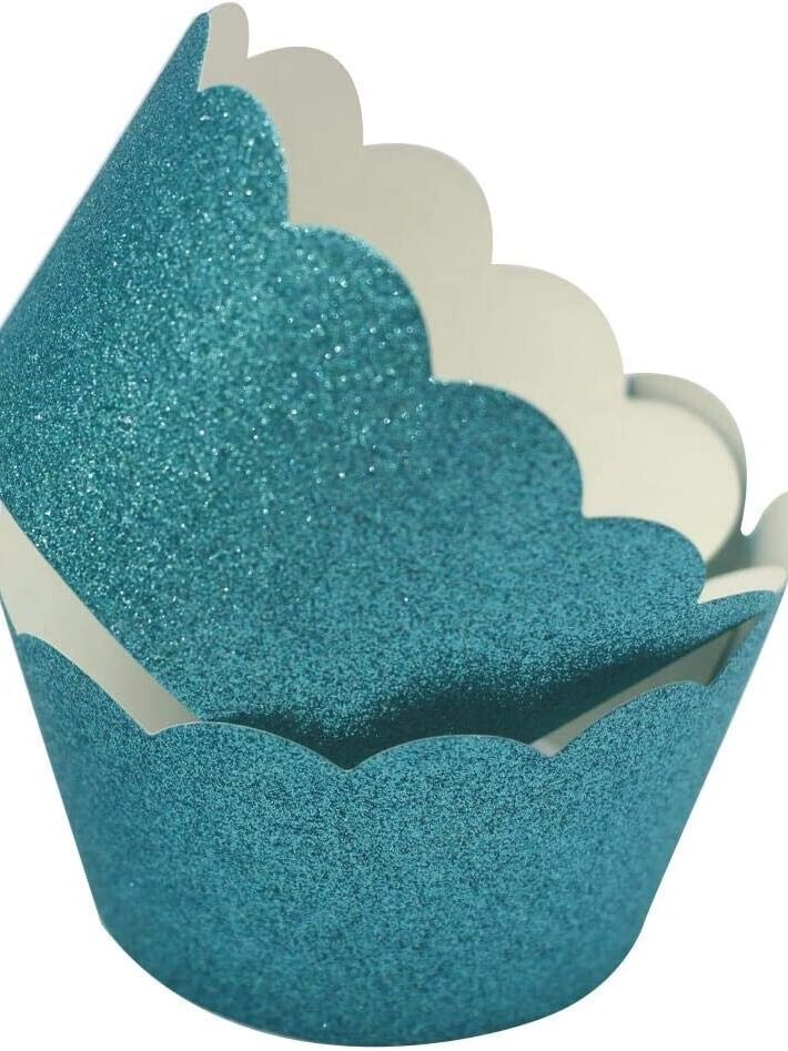 Turquoise Glitter Cupcake Wrappers from Amazon for your Mamma Mia party