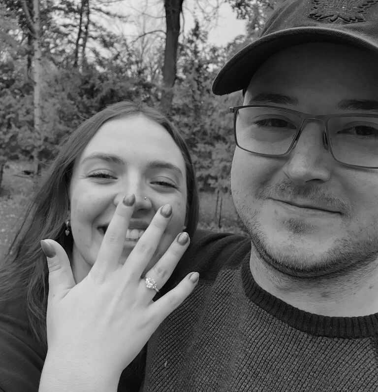 Riley proposed to Paige one night after work at home in their kitchen! Shortly after, they started planning the big day and they are so excited to see you there!